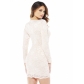 New Clubwear White Long Sleeve Mesh Insert Mini Sexy Dress M3638B