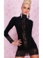 wrap hip black long sleeve turtleneck with lace charming babydoll m3469a