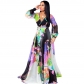 Summer Women Floral Print Casual Chiffon Maxi Dress M8266