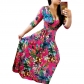 Hot Sale Long Printed Lady Dresses Casual Maxi Dress Women M8193