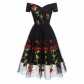 Vintage Black Dress with Red Roses M30411