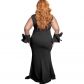 Plus Size Mesh Ruffle Sleeve Elegant Women Wedding Party Maxi Dress M3117