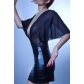 Women faux leather sexy see through mesh mini dresses M3643