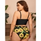 Solid Color Bikini Sexy High Waist Strap Swimsuit Plus Size Swimwear 491