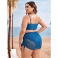 Sexy Fat Women Three Piece Plus Size Bikini Bathing Suit Beachwear Swimwear 495