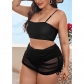 Sexy Fat Women Three Piece Plus Size Bikini Bathing Suit Beachwear Swimwear 495