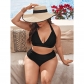 Black Sexy Women Bikini Set Print Swimsuit Two Piece Bikini For Fat Woman 499