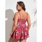 Slip Bikini Dress Flower Pattern Swimwear Summer Plus Size Swimsuit 627