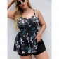 Slip Bikini Dress Flower Pattern Swimwear Summer Plus Size Swimsuit 627