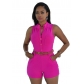 New sexy ladies candy color sleeveless one-piece jumpsuit with belt