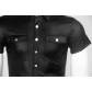 Sexy Mens Soft Faux Leather Shirt Tops Costume N974