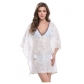 Newest V Neck Sexy Summer Embroidery White Beach Cover Ups Dress