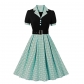 Women's 50s 60s Vintage Polka Dot Print Pin Up Rockabilly Dress With Belt M5173