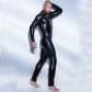 Men's Sexy Wetlook Faux Leather One Piece Skin Bodysuit Open Crotch Tights Catsuit Zentai M6721