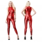 Women Sexy Sleeveless Open Crotch Faux Leather Latex Jumpsuit XX6760