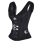 Sliver Button Front steel Boned jacket corset mysterious frower embroidered corset for women