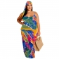 Plus Size Women's Casual Printed Sling Dress Fashion Dress M8622