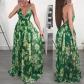 Fashion Ladies Summer Print Floral Boho V Neck Beach Casual Maxi Dresses Long M8212