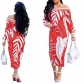 Women Long Sleeve Printed Bodycon Midi Dress m8241