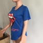 Fashion Women Big Mouth Printed Casual Wear T-shirts m8149