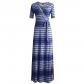 Summer Stripe Printed Swing Maxi Dress Plus Size M8433