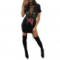 Sexy Women Deep V Collar Short Sleeve Skirt Nightclub T-shirt skirt m88077