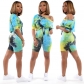 Sexy Tie-dye Casual Home Sportswear TShirt+Shorts Two Piece Set M9235
