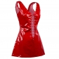 Women Sexy Lace-Up Wetlook PVC Bodycon Mini Dress M7036