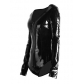 Black Leather Sleeve Jumsuit M7270