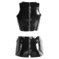 New Women Two Pcs Leather Jumpsuit Set M7274