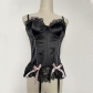 Sexy Black Lace Push Up Bra Corset Lingerie with Gathers M1651