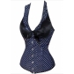 Black with White Polka Dots Overbust Corset