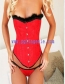 sexy red lace up corset M1656