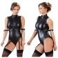 Sexy Fetish Bondage Bodysuit Cupless Faux Leather Nightculb Catsuit