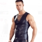Men Faux Leather Sexy Sleeveless Stretch Slim Tops N801