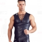 Men Faux Leather Sexy Sleeveless Stretch Slim Tops N801