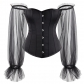 Black Sexy Gothic Overbust Bustiers and Corsets with Long Puff Sleeves WK2207