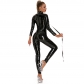Sexy Turtleneck Wet Look PVC Catsuit Long Sleeve Zipper Open Crotch Bodysuit XX6860