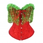 Women Christmas Corset Bustier Top with Sequin Tassels Gothic Party Night Korsett Christmas Costumes WK2305